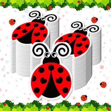 Imagem de 100 guardanapos de papel joaninha – bonito joaninha vermelho preto inseto tema artigos de festa para casamento, aniversário, chá de bebê, jantar, festa no jardim, chá de panela, aniversário