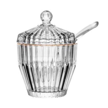 Imagem de Açucareiro 11x8cm Borda Dourada Cristal Imperatriz Wolff