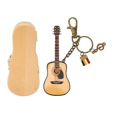 Imagem de Aramox Guitarra Em Miniatura, Suavização de Madeira Rica Em Madeira Mini -Guitarra Chave de Guitarra, Requintado de Decoração de Mesa e Brinquedo de Coleção Com Fecho de Lagosta para