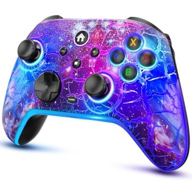 Imagem de Wireless Switch Pro Controller - Compatible with Nitendo Switch/OLED/Lite, 1200mAh Rechargeable Switch Controllers with 8 Colors LED & Cool Nebula Design, Wake Up, Turbo, Vibration, Motion Control