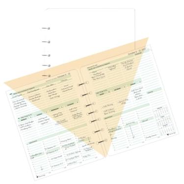 Imagem de Planner Pad Organizador de 12 meses de funil de folhas soltas de 7 furos, outubro de 2025 a setembro de 2026, tinta verde macia, 16 x 21 cm