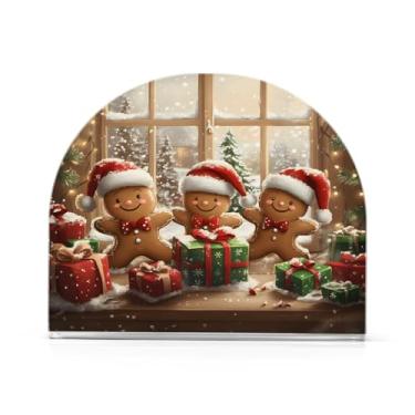 Imagem de Porta-guardanapos de Natal homem de gengibre para mesas porta-guardanapos de coquetel de papel para cozinha e jantar, dispensador de guardanapo de jantar acrílico para restaurante decoração de casa
