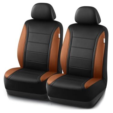 Imagem de Road Comforts Capas de assento de couro, capas de assento de carro respiráveis para homens, compatíveis com airbag, conjunto de capas de assento automotivo universal para a maioria dos carros, vans