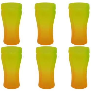 Imagem de Kit 6 Copos 200 ml Neon Tie Dye Colorido Novidade - WHEATON, AMARELO