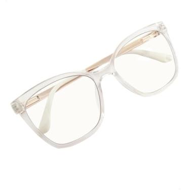 Imagem de Armação de Óculos de Grau Retangular, Unissex, Preto com Hastes Metálicas (Transparente)