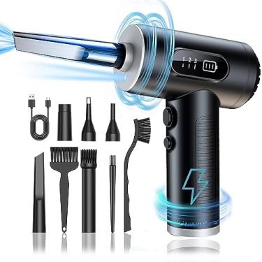 Imagem de Maxisola Espanador de ar comprimido elétrico, soprador de poeira de 3 marchas para computadores, kit de limpeza eletrônica de teclado de PC sem fio - 50.000 RPM 6000 mAh recarregável com visor de luz