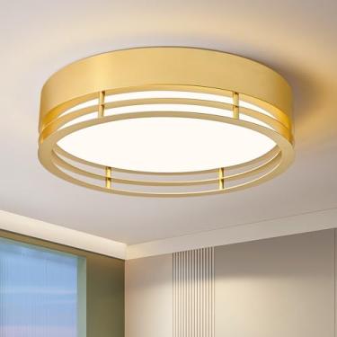 Imagem de ONESMING Luz de teto de montagem embutida dourada, luminária de LED regulável moderna, luminária de teto de metal minimalista para quarto, cozinha, lavanderia, entrada de corredor 2700 K - 6000 K 5CCT
