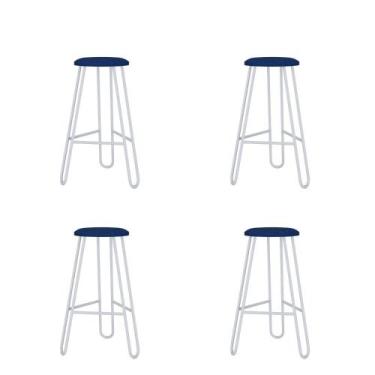 Imagem de Conjunto 4 Banquetas Altas Ginger com Estrutura Branca - Metalig