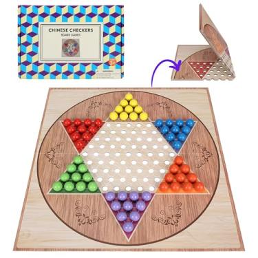 Imagem de Offelec Classic Chinese Checkers Game Set – 13.5 Inch Foldable Board with 60 Colorful Acrylic Marbles, Portable Travel Board Games for Kids, Adults, Seniors & Family Night (2-6 Players)