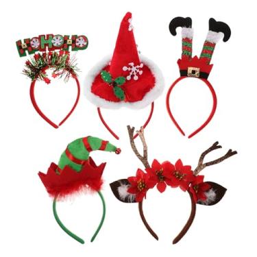 Imagem de BESPORTBLE 5 Peças de Tiaras de Natal Fofas de Desenho Animado para Festas, Acessórios para Festa, Chifres de Rena E Chapéus de Papai Noel para Crianças E Adultos