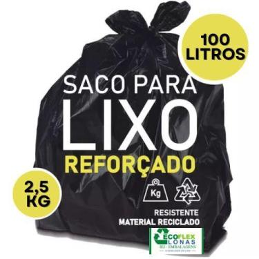 Imagem de 100 Sacos Preto lixo 200 Litros Super Reforcado Boca Larga - ECOFLEX