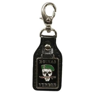 Imagem de Chaveiro De Metal Boinas Verdes Mosquetão Couro - Mundo Do Militar