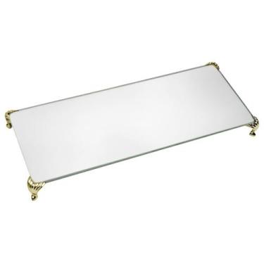 Imagem de Bandeja Pé Vidro Espelho P/ Banheiro Lavabo Sala Mesa 25x10  - M3 Deco