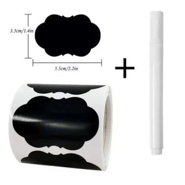 Imagem de Etiquetas Adesivas para Potes com Caneta Apagável – Rolo com 120 Unidades – 3 Modelos Diferentes – Reutilizável e à Prova D’água (Modelo Ornamental B)