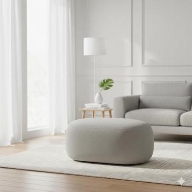 Imagem de Puff Oval Decorativo de Centro - Cinza - Sala de Estar, Descanso, Quarto, Closet
