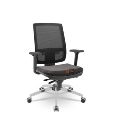 Imagem de Cadeira Brizza Tela 3D Slider Cromada Sem Apoio NR17 Plaxmetal Ergonomica (Sintético Café)