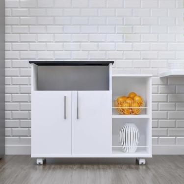 Imagem de Aparador Móveis para Cozinha e Café Buffet Armario Multiuso Cozinha Real Cantinho do Café Sala Balcão Multiuso Decoração Moderno 2 Portas(Branco com preto)