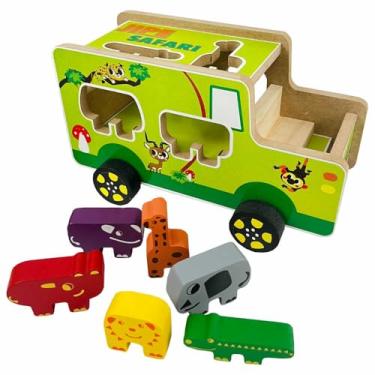 Imagem de Jipe Safari Carrinho Madeira Brinquedo Infantil Educativo Encaixe