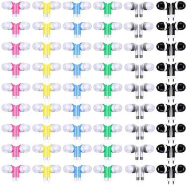 Imagem de Earbuds Konohan, pacote com 60 fones de ouvido infantis, 6 cores, emba