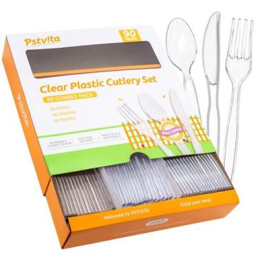 Imagem de Conjunto de talheres descartáveis PSTVITA Heavy Duty Plastic x90