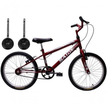 Imagem de Bicicleta Aro 20 Infantil Masculina Passeio + Rodinhas Vermelho