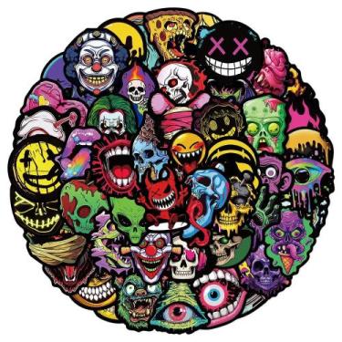Imagem de Adesivos De Caveira De Terror Estilosos, 50 Peças, Impermeáveis Para S