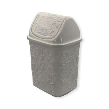 Imagem de Lixinho De Banheiro Pia Basculante Renda 4,5 Litros Lixeira Trabalhada