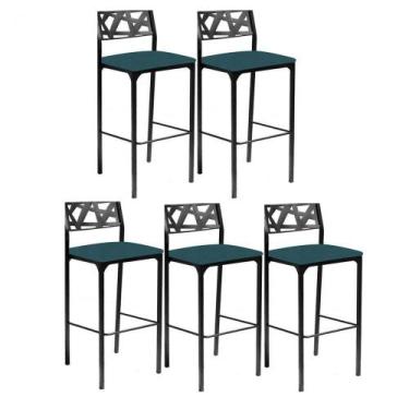 Imagem de Kit 5 Banquetas Luiza Azul Turquesa-gat Magaine - GAT MAGAZINE