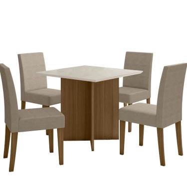 Imagem de Sala de Jantar Helo 90x90 Com Vidro 4L Cadeiras Josi Poliman Móveis