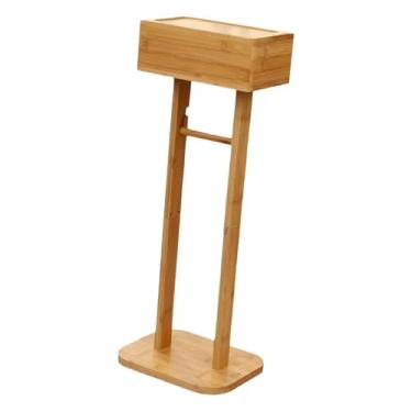 Imagem de IEUDNS Suporte para rolo de papel higiênico Suporte de armazenamento Caixa de armazenamento autônoma de madeira para banheiro, dormitório, lavabo, espaço