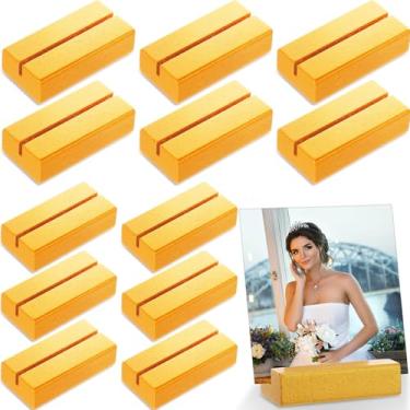 Imagem de Colingmill 12 peças de suportes dourados de madeira com números de mesa para remoção de ervas daninhas, porta-cartões, escritório, festa de aniversário, eventos, decoração, etiqueta, foto, menu