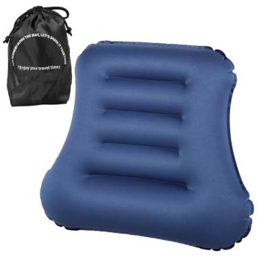 Imagem de Almofada inflável de suporte lombar para assento de viagem e cadeira de escritório, suporte ergonômico para as costas inflável, travesseiro leve para suporte lombar para casa, escritório, carro