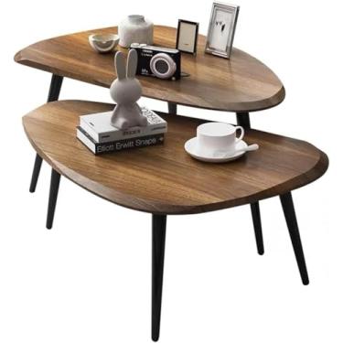 Imagem de Mesas De Centro Irregulares De Luxo Leve Escandinavo, Design De Aninhamento Minimalista Moderno, Mdf Com Pernas De Metal, Adequado Para Sala De Estar E Varanda, 2 Piece