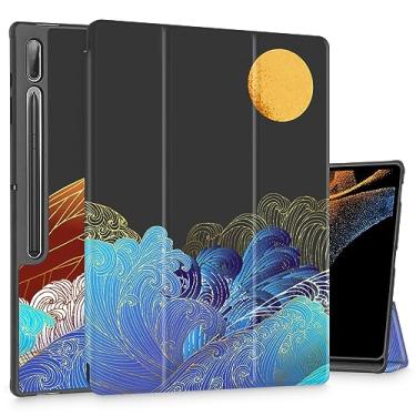 Imagem de Tuiklol Capa de tablet para Samsung Tab S9 Ultra 14,6 polegadas versão 2023 X910/X916/X918, suporte de lápis embutido, capa rígida com três dobras, suporte para despertar/hibernar automático para