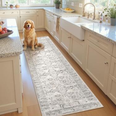 Imagem de GRANNY SAYS Tapete antiderrapante para corredores, tapete lavável de 6 x 20 cm com suporte de borracha, tapete macio de lã sintética, tapete vintage para cozinha, entrada, sala de estar, banheiro