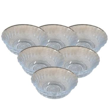 Imagem de Jogo 6 Tigela Bowl de Vidro Taças Petisqueira Transparente para Sobremesa Sorvete Doces