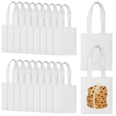 Imagem de Varku 20 sacolas de sublimação, sacolas de lona reutilizáveis em branco, sacolas de compras em branco para artesanato DIY com zíper e bolso interno, ideal para projetos personalizados, eventos