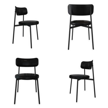 Imagem de Conjunto 4 Cadeiras de Jantar Kyta Revestimento Sintético Est.Preta - 