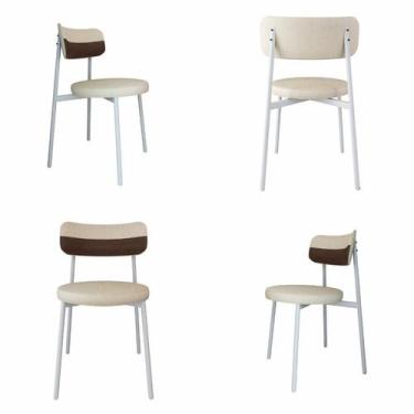 Imagem de Conjunto 4 Cadeiras de Jantar Kyta Tecido Mesclado Est.Branca - Metali