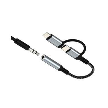 Imagem de Adaptador USB C Lightning para áudio de 3,5 mm (2 em 1) para iPhone 16 15 14 13 Pro Max AUX Cabo para fone de ouvido Apple Dongle conector fêmea compatível com adaptador de fone de ouvido Samsung
