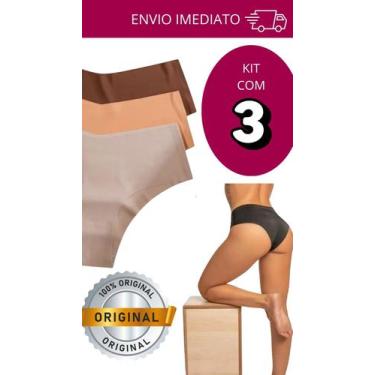 Imagem de KT3 Calcinha Sem Costura Cintura Alta Pala Dupla Compressão - Blue Ros