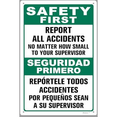 Imagem de Berylunx 20,32 cm x 30,5 cm Safety First Report All Accidents No Matter How Small to Your Supervisor Warning Sign
