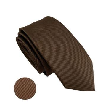 Imagem de Gravata Marrom Slim Masculina Trabalhada Padrinhos de Casamento e Even