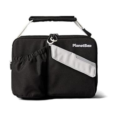 Imagem de PlanetBox Lancheira isolada, bolsa de transporte edição de groselha preta com bolsos para garrafa de água e lanches, durável, fácil de limpar e livre de BPA