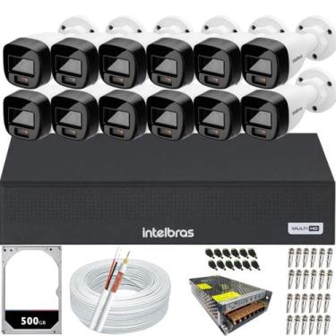 Imagem de Kit 12 Câmeras Bullet 1220 Full Color Intelbras Dvr Mhdx 16 canais Hd 