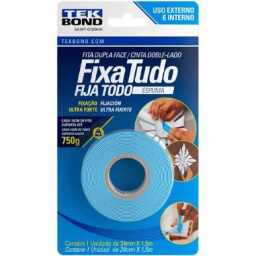 Imagem de Fita Dupla Face de Espuma Fixa Tudo 24mm x 1,5m - 750g - Tek Bond -