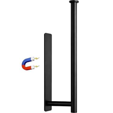 Imagem de Gewtur Suporte magnético para toalha de papel - sem furadeira, suporte de rolo de toalha de papel preto, suporte magnético para toalhas, organizador de geladeira para cozinha, trailer, churrasqueira