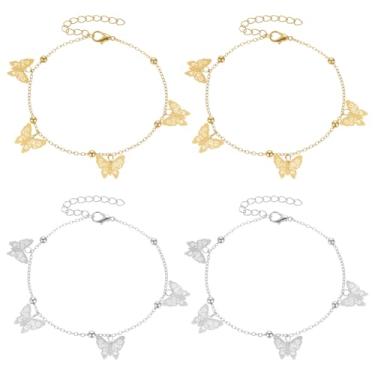 Imagem de HOBBIESAY Boho, praia, coração, borboleta, lua, estrela, tornozeleira, ajustável, lágrima, golfinho, tartaruga, pingente, tornozeleiras, tornozeleiras, para mulheres, joias e presentes, 20.9cm, Liga