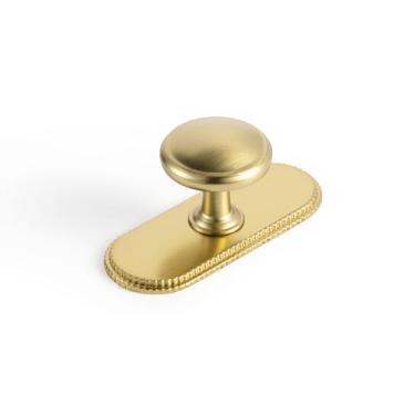 Imagem de Goo-Ki Puxadores de gaveta de armário de bronze champanhe com placa traseira/espaçador de ferragens de cozinha de liga de zinco - pacote com 6 alças de puxar com orifício único/barra de parafuso