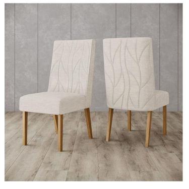 Imagem de Cadeira Para Mesa De Jantar Ambiente Eloá Kit 2 Peças Nature Linho - Henn